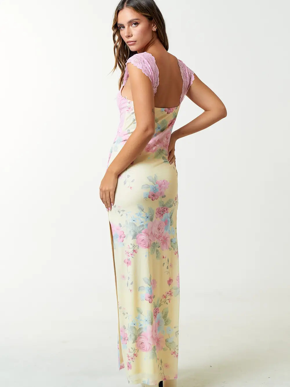 Aimee Mesh Floral Maxi Dress