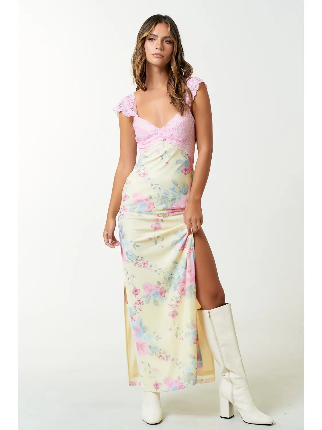 Aimee Mesh Floral Maxi Dress
