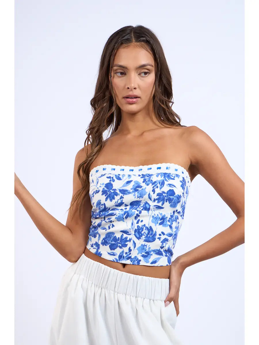 Celina Lace Trim Tube Top
