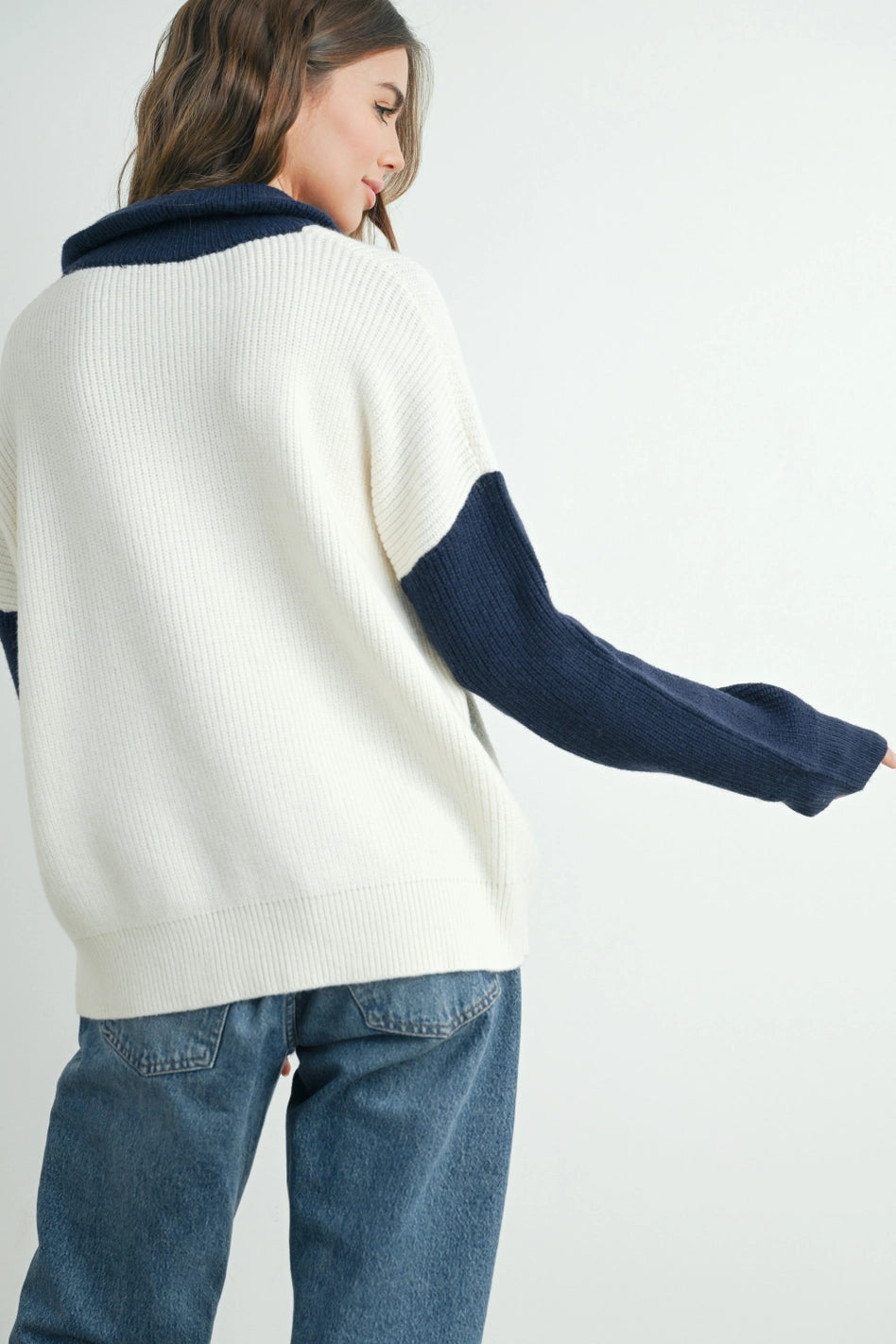 Color Block Half-Zip Sweater