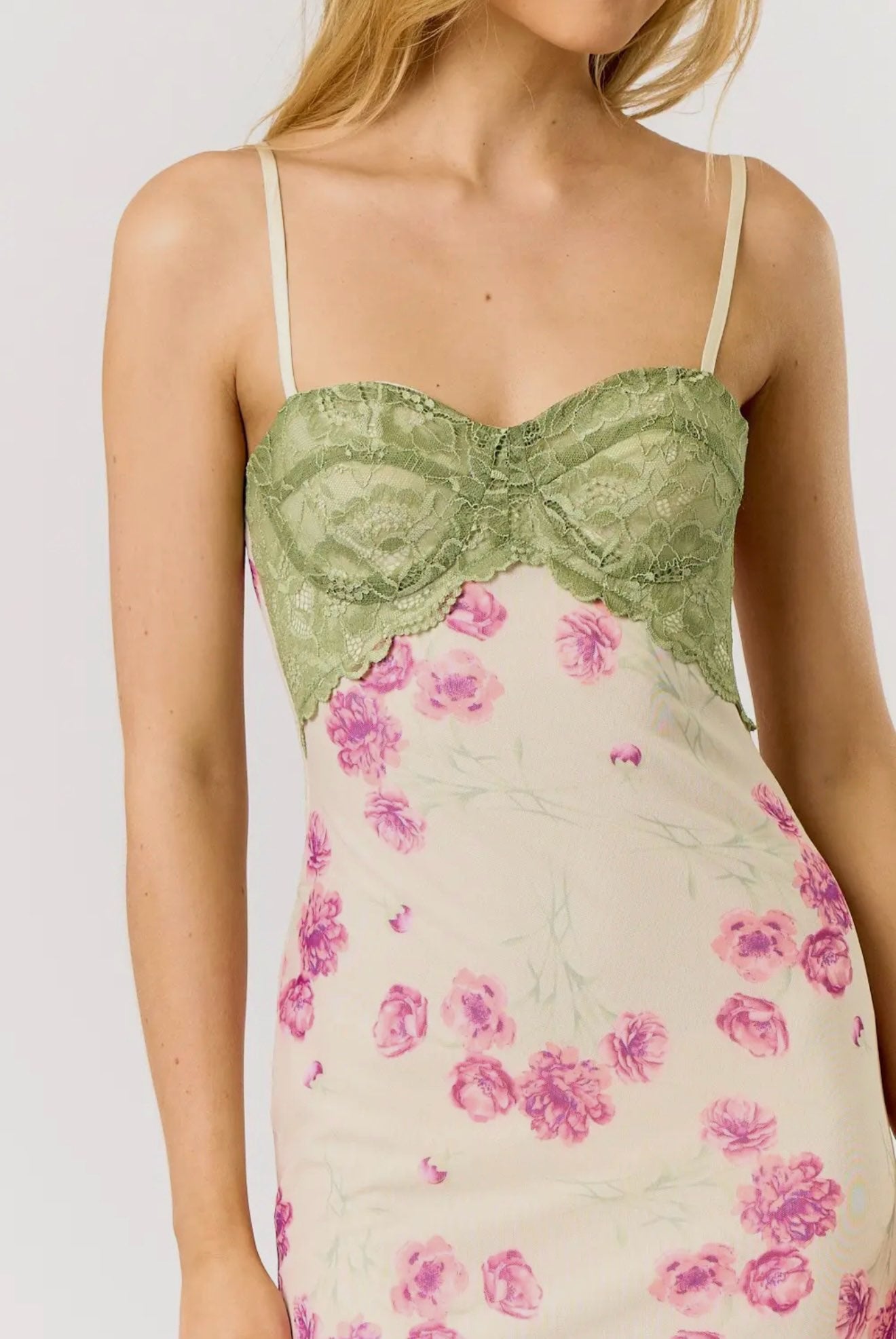 Melanie Lace Mix Mesh Maxi Dress