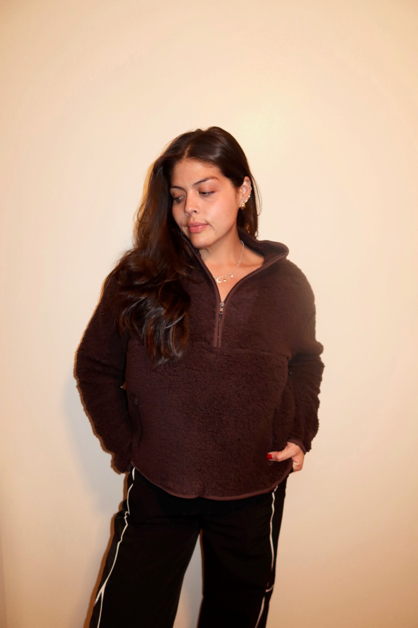 Espresso Teddy Half Zip Pullover