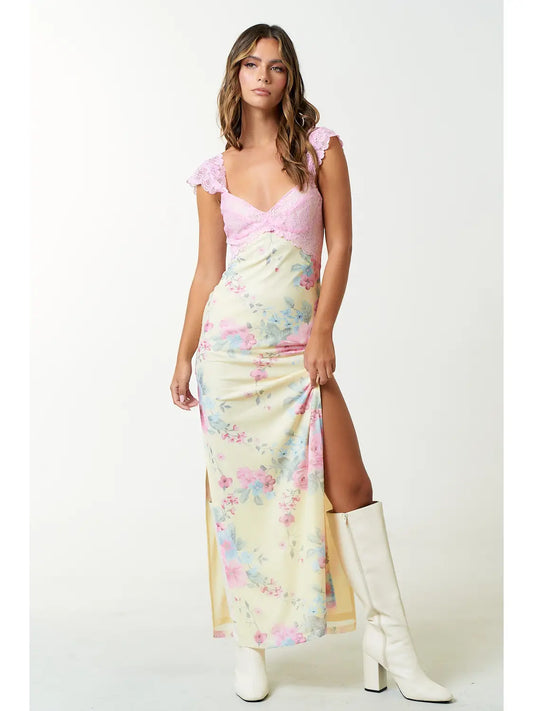 Aimee Mesh Floral Maxi Dress