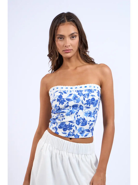 Celina Lace Trim Tube Top