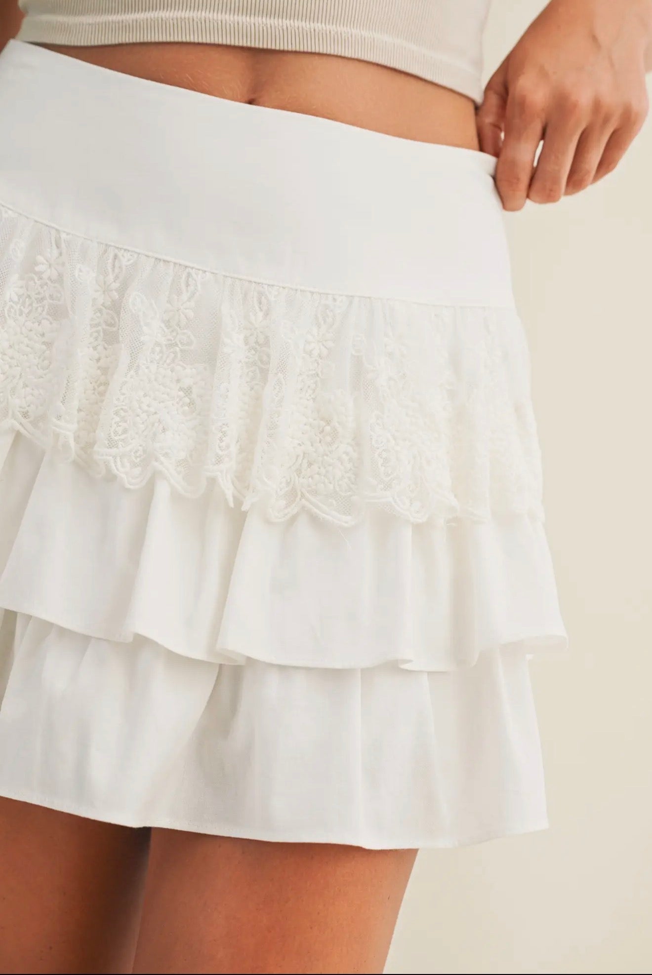 Lace & Latte Ruffle Skort