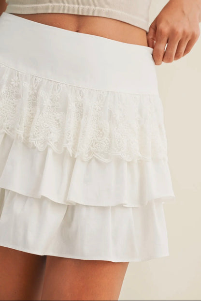 Lace & Latte Ruffle Skort