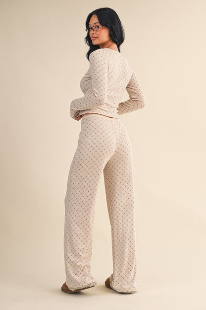 Heart Pajama Lounge Set \\ Beige
