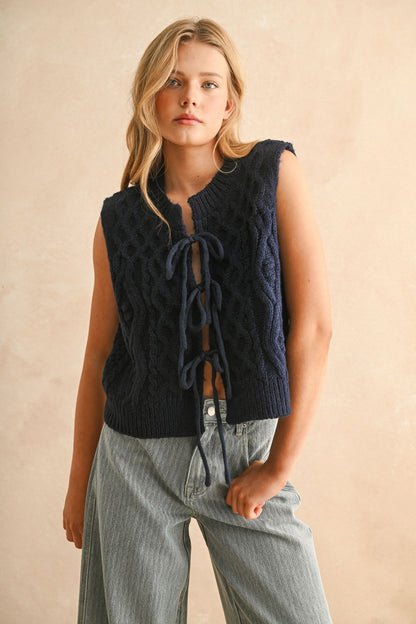 Helena Tie Cable Knitted Vest