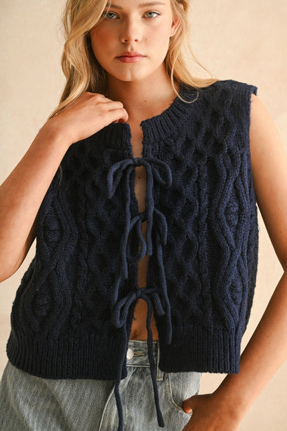Helena Tie Cable Knitted Vest