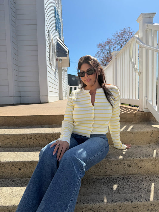 Lemon Cream Stripe Sweater