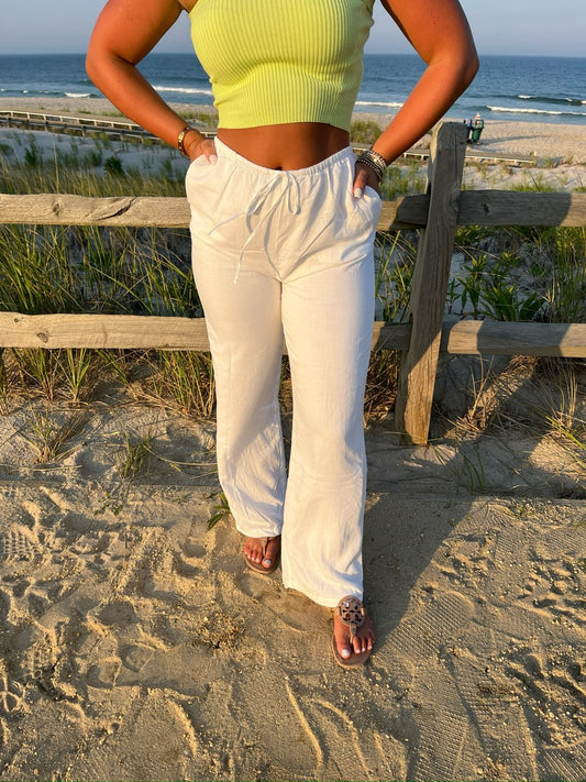 Leah Linen Pants // White
