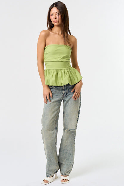 Mona Bubble Tube Top // Lime