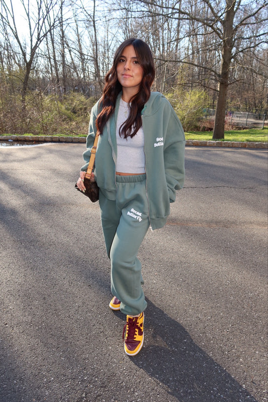 Puff Social Butterfly Sweatpants In Pine Green