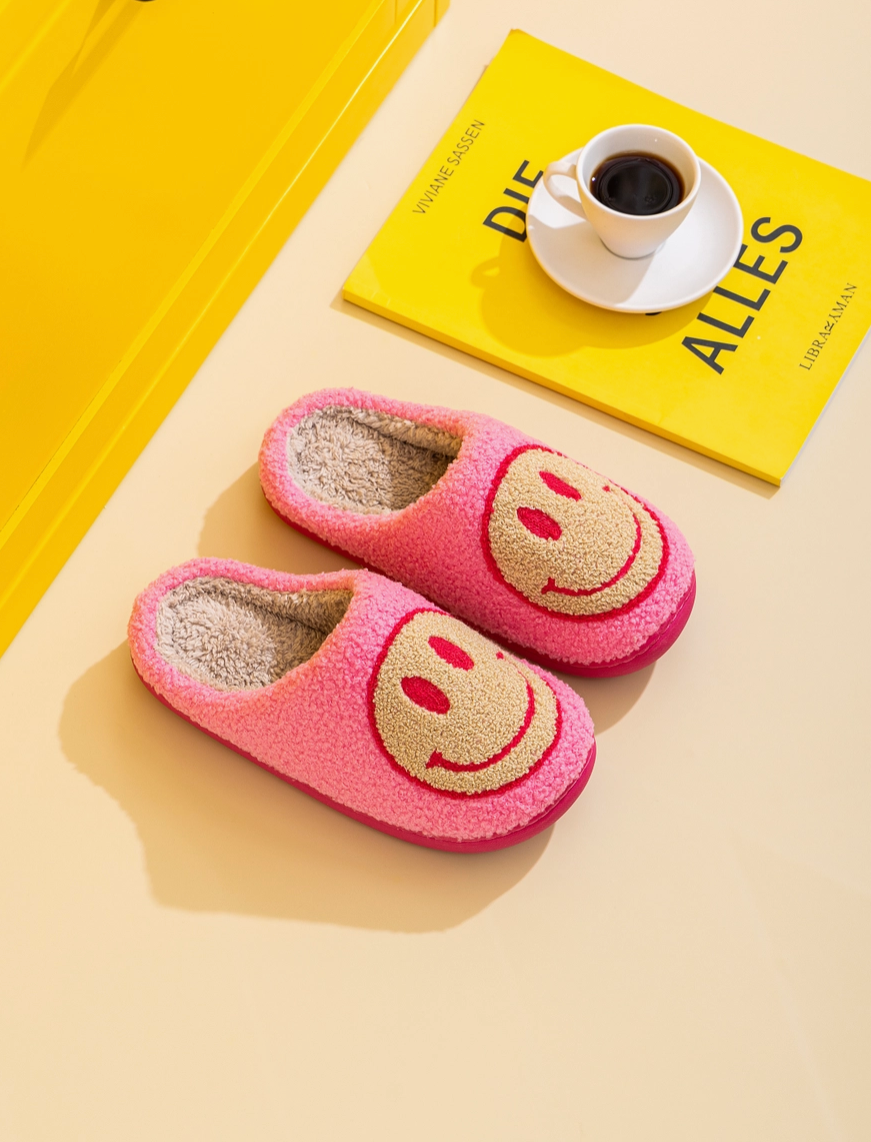 Happy Face Slippers in Pink