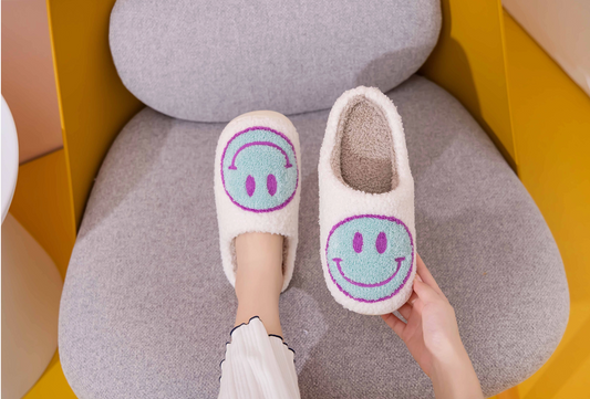 Happy Face Slippers in Blue/Purple