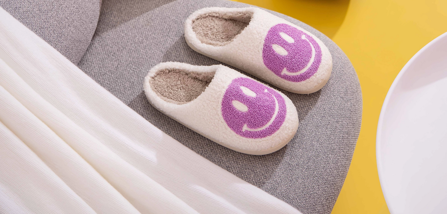 Happy Face Slippers in Purple