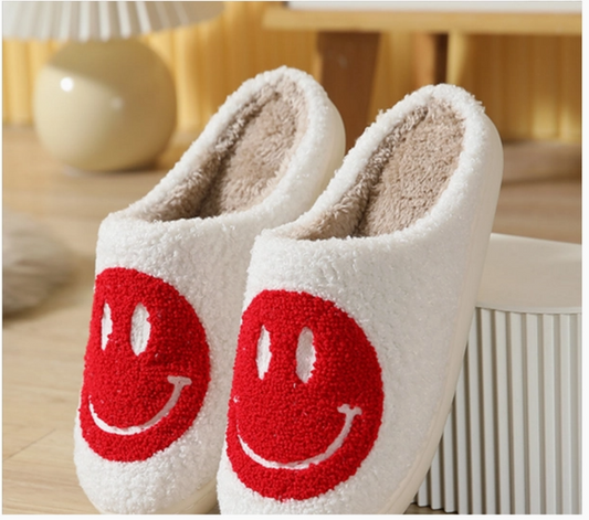 Happy Face Slippers in Red