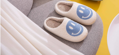 Happy Face Slippers in Blue