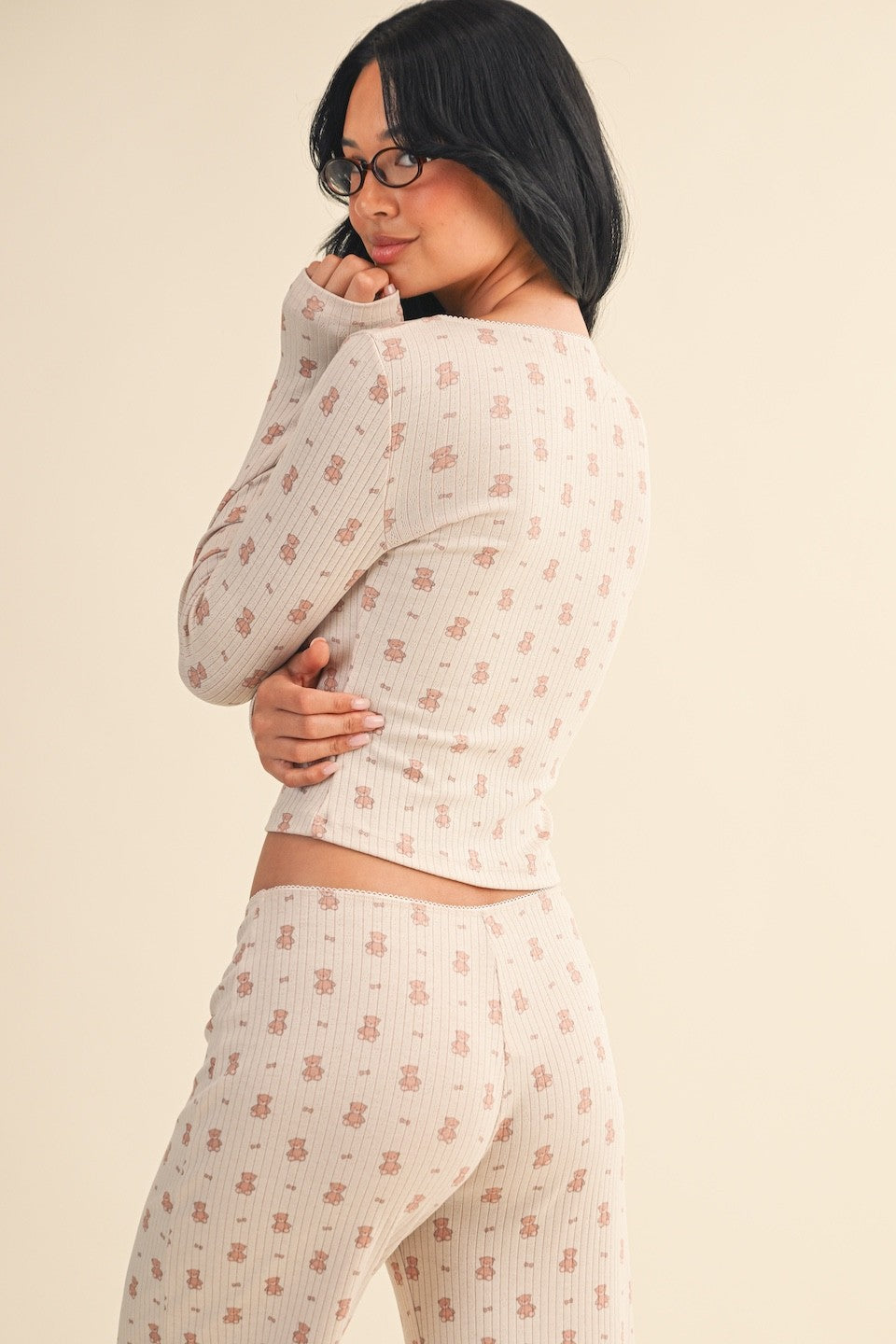 Teddy Bear Pajama Lounge Set \\ Beige