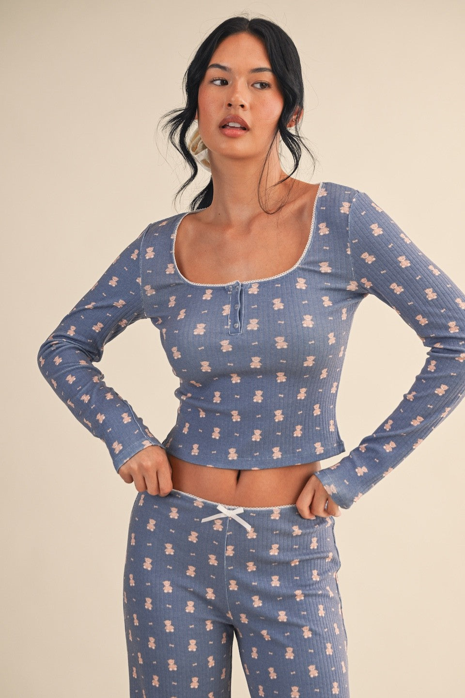 Teddy Bear Pajama Lounge Set \\ Navy