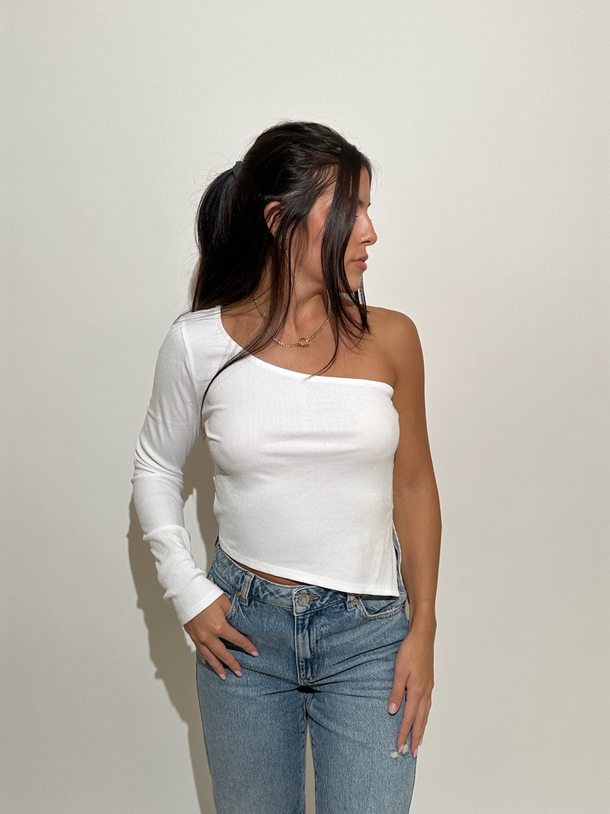 Basic Ribbed One Shoulder Top